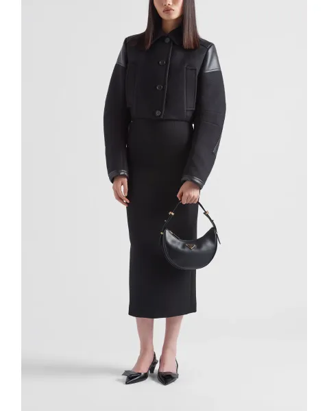 キャビアスキン　ノベルティ ブラックレザー ショルダーバッグ aa キャビアスキン ブラックレザー ショルダーバッグ ノベルティ