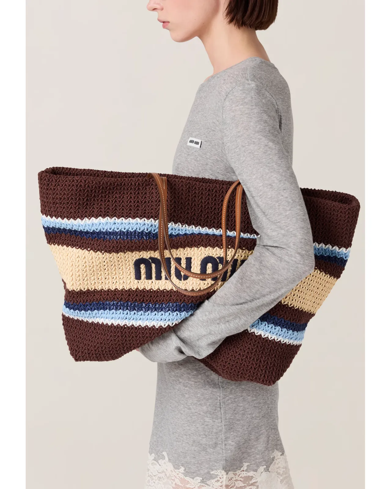Raffia-effect Woven Tote Bag 5BG228 2DO3 | Matsuya Ginza