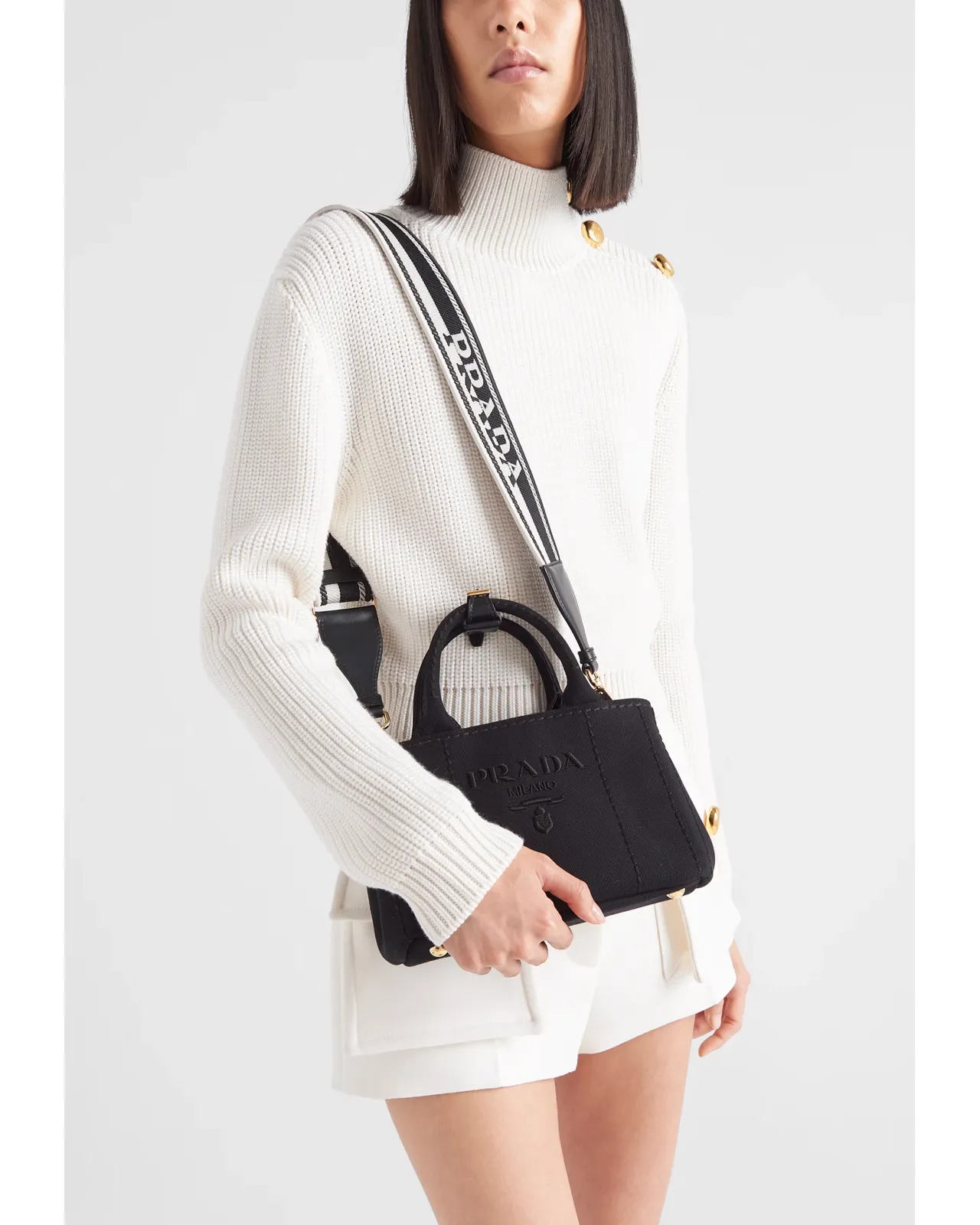 コットンキャンバス ミニハンドバッグ 1BA038 2CYA F0002 V 3OM