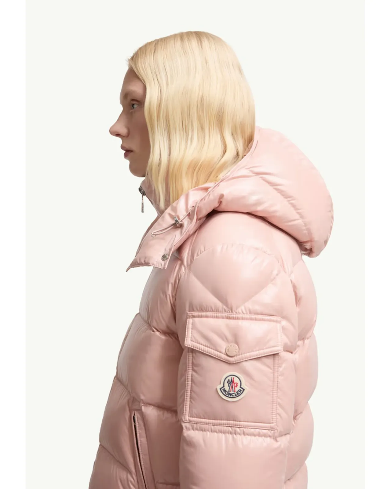 最終値下！松屋銀座購入モンクレールダウンジャケット00グレージュ MONCLER (モンクレール) ロゴネック フルジップ ダウンジャケット AKIO