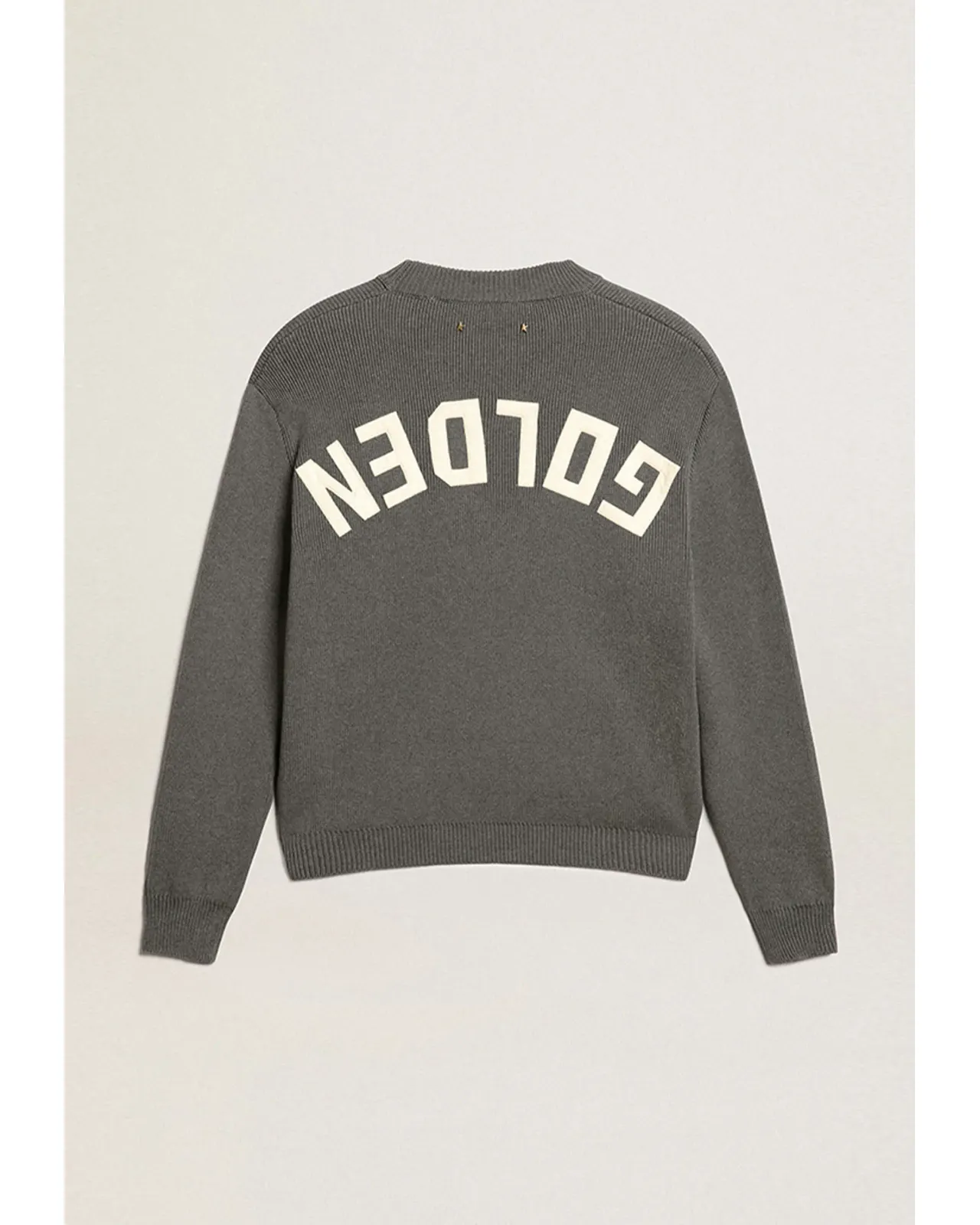 ラウンドネックセーター ダークグレー コットン ロゴ入りバック