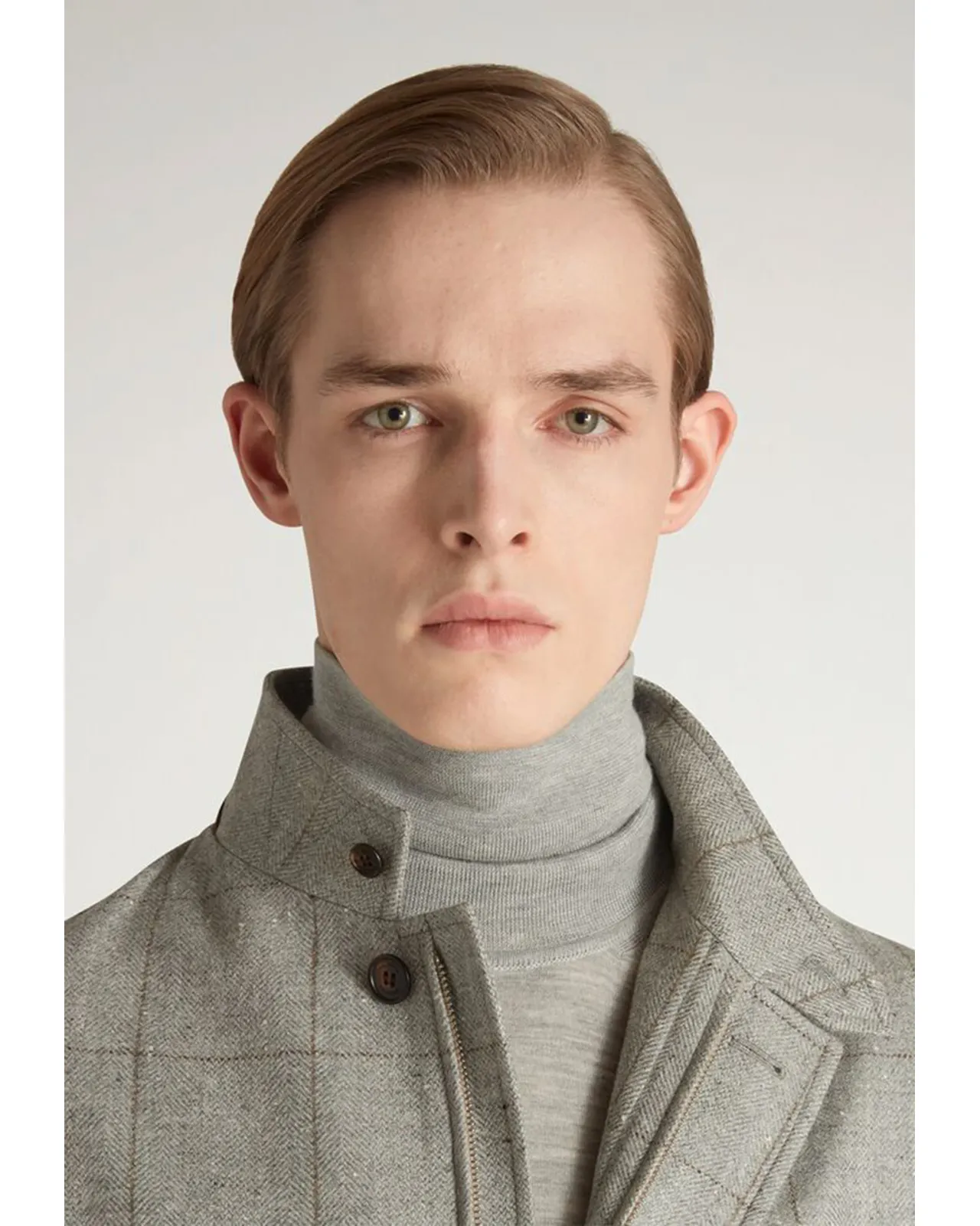 ウールシルク ヘリンボーン ウィンドウペーンチェック ボードン