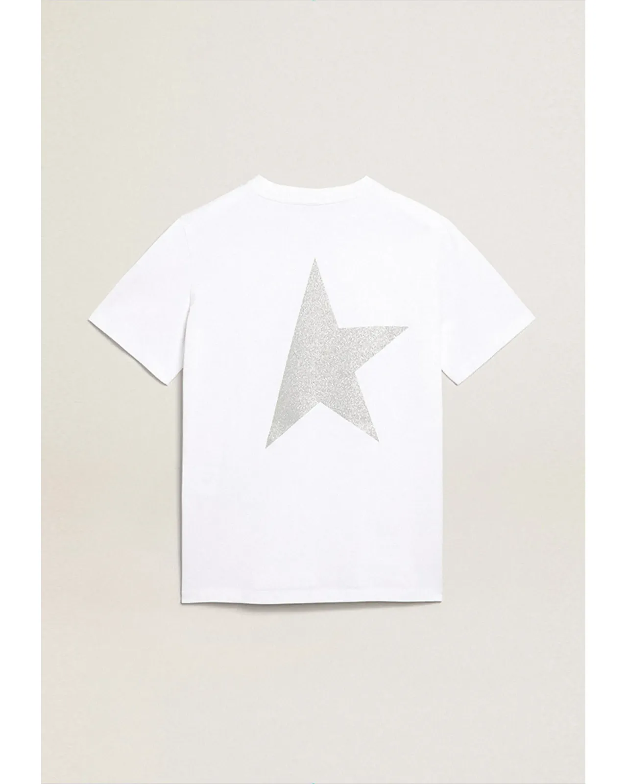 ホワイト Tシャツ シルバーグリッターロゴ＆スター | Matsuya Ginza