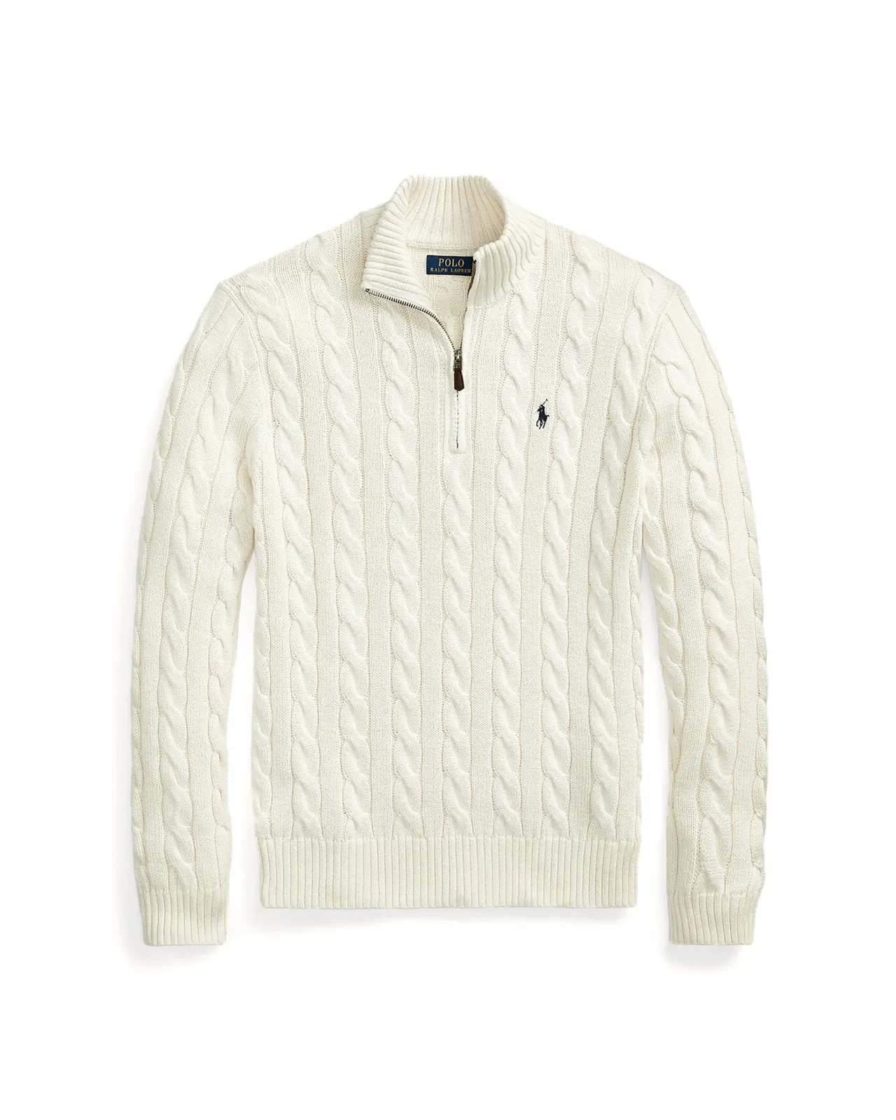 Cable Knit Cotton Quarter Zip Sweater Matsuya Ginza