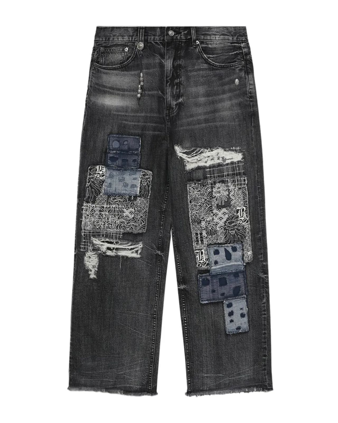 BAPE BLACK PATCHWORK JEANS | Matsuya Ginza