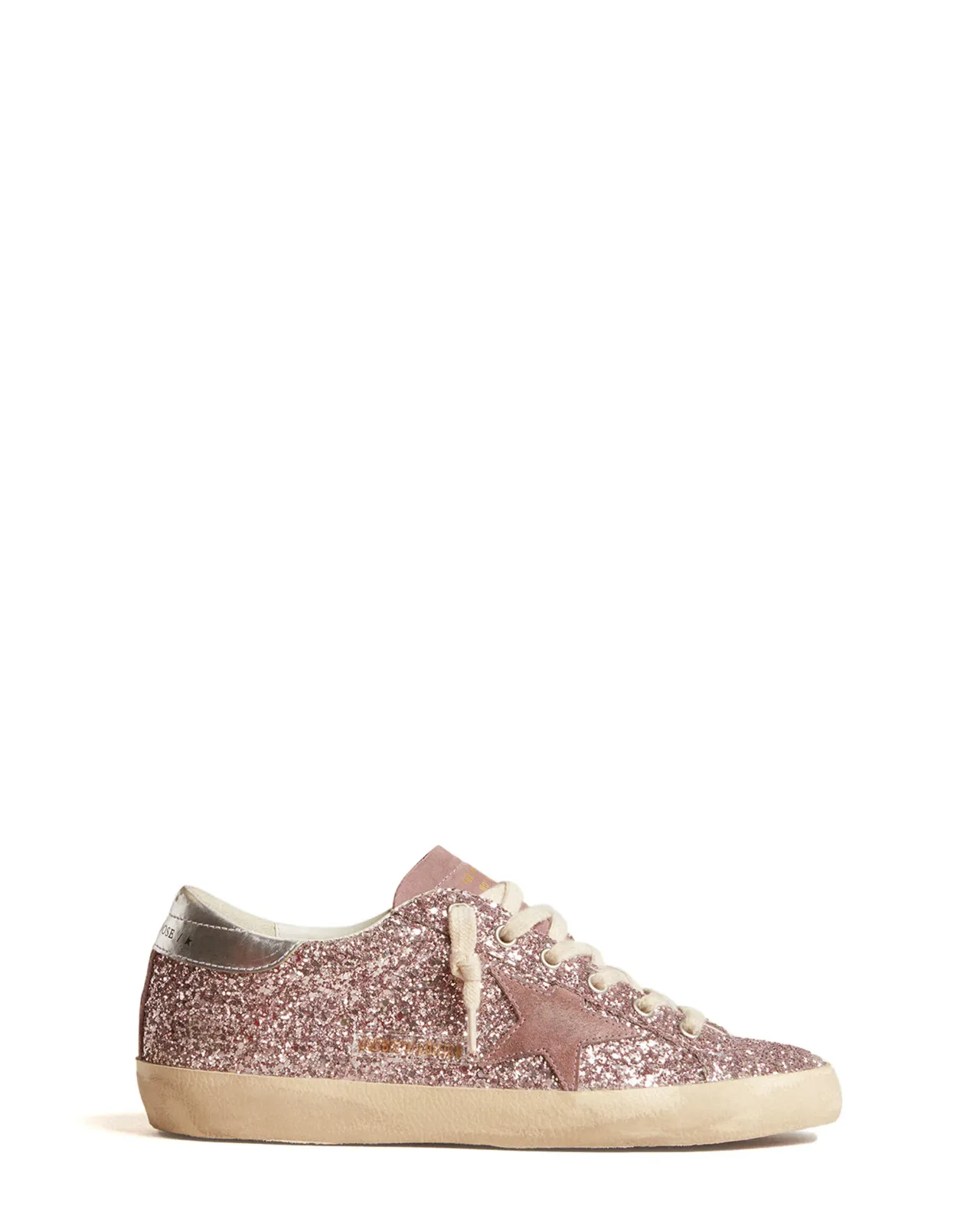 Limited Edition Super-Star sneakers with pink glitter upper, mauve
