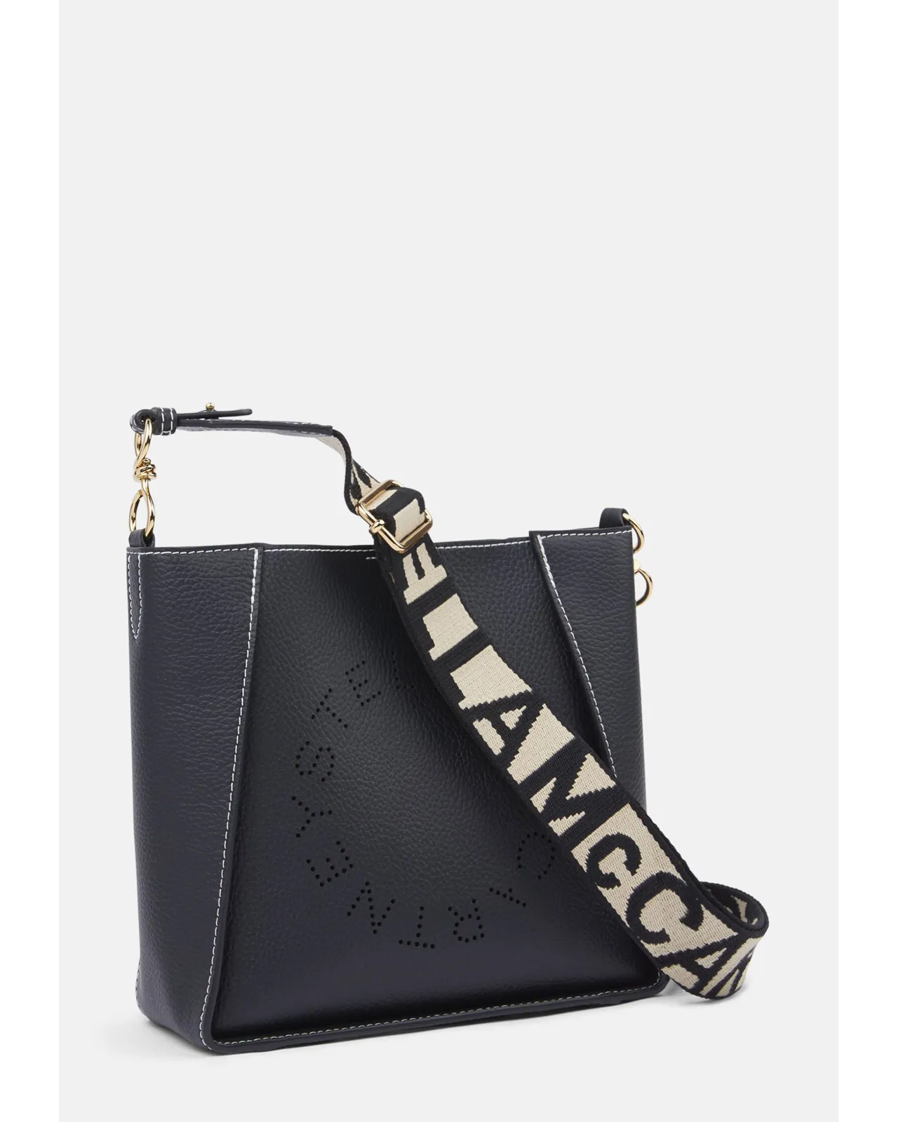 【ステラマッカートニー】ロゴ クロスボディ バッグ　黒 Women ブラック ロゴ クロスボディ ショルダーバッグ | Stella