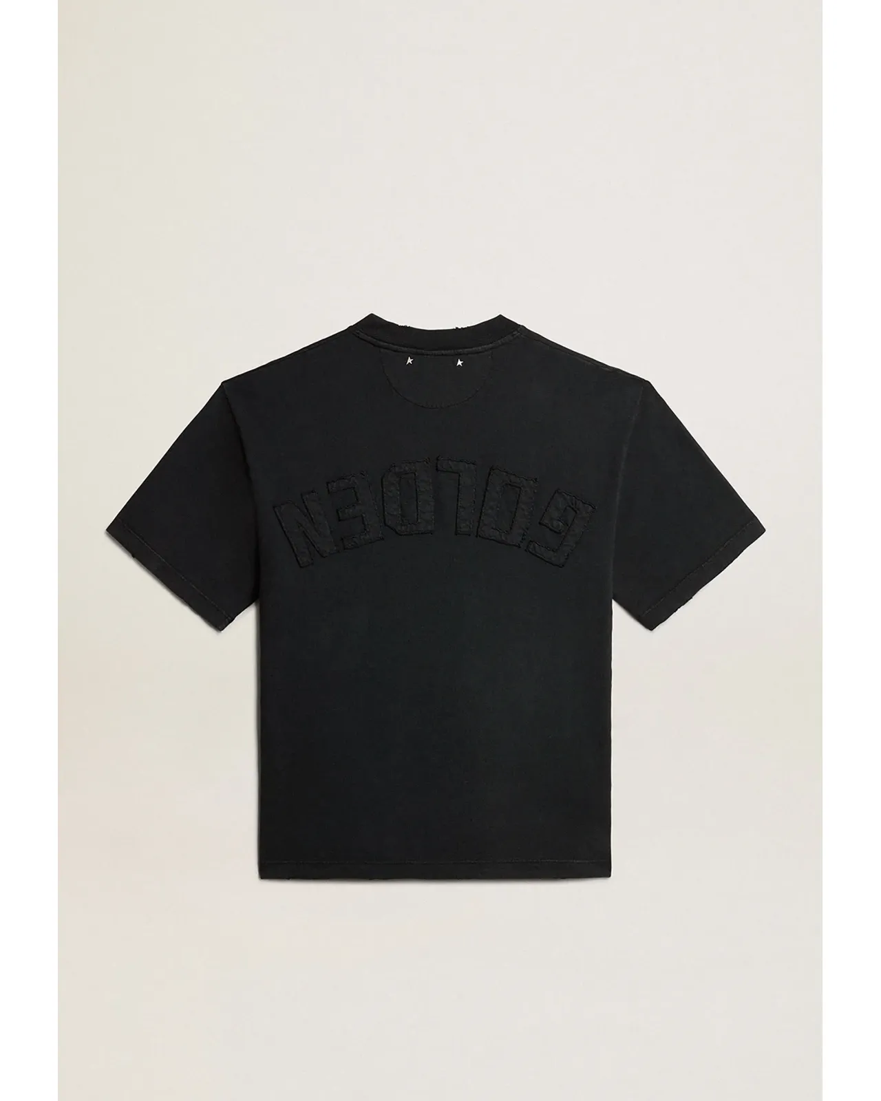 Tシャツ（ウォッシュドブラック） バックに逆さまのロゴ - Jersey