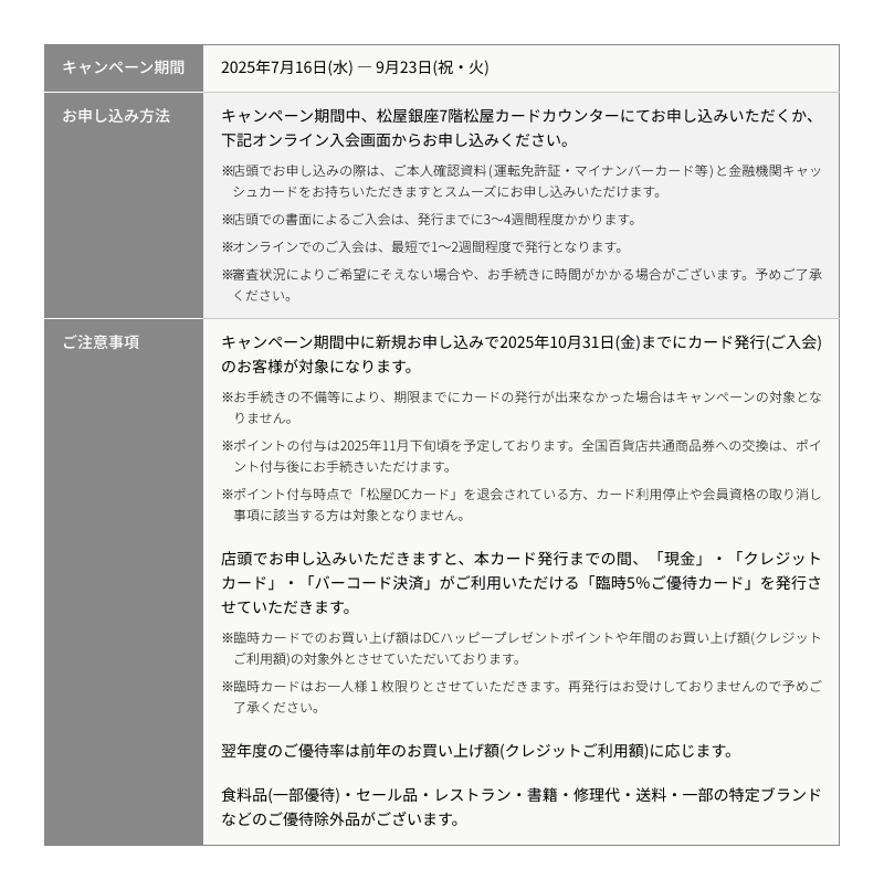Matsuya DC Card Summer Campaign – Get 5%–10% Off and Special Gifts